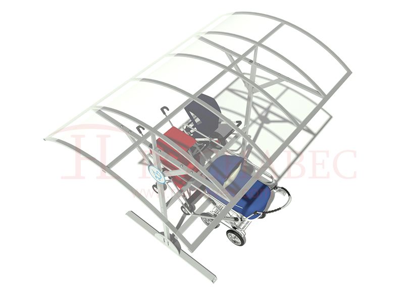 Навес для колясок из конструкционной стали с крышей из поликарбоната на 6 колясок