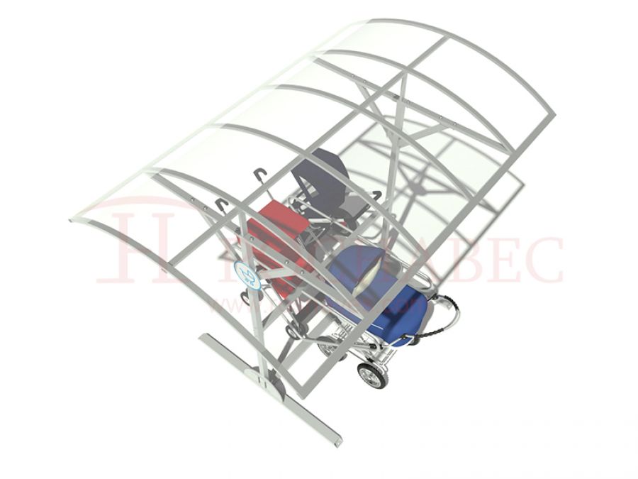 Навес для колясок из конструкционной стали с крышей из поликарбоната на 6 колясок