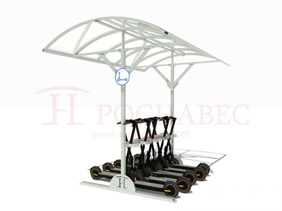 Информационный стенд со скамейкой с навесом из поликарбоната