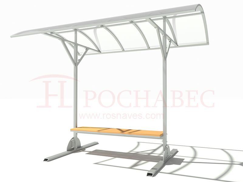 Скамейка для отдыха с навесом из поликарбоната