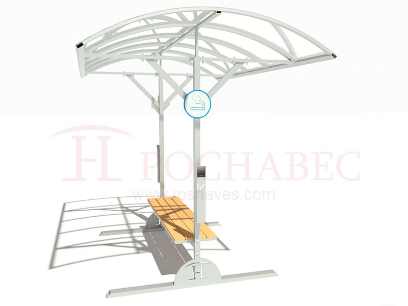 Скамейка для отдыха с навесом из поликарбоната