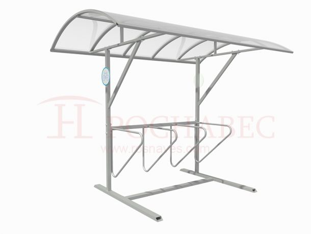 Велопарковка из конструкционной стали с навесом из поликарбоната на 8 велосипедов