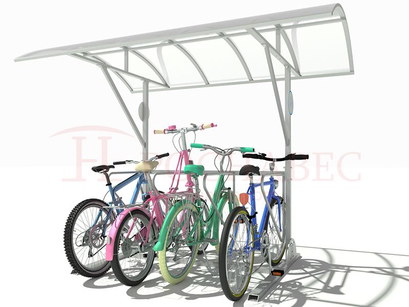 Велопарковка из конструкционной стали с навесом из поликарбоната на 8 велосипедов