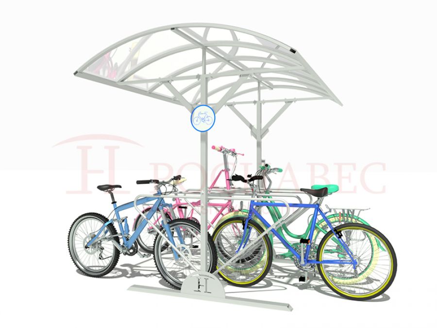 Велопарковка из конструкционной стали с навесом из поликарбоната на 16 велосипедов